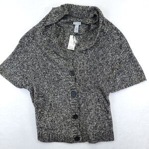 Catherines Size 0X Cable Knit Sweater Gray 001901 14/16w Button NWT